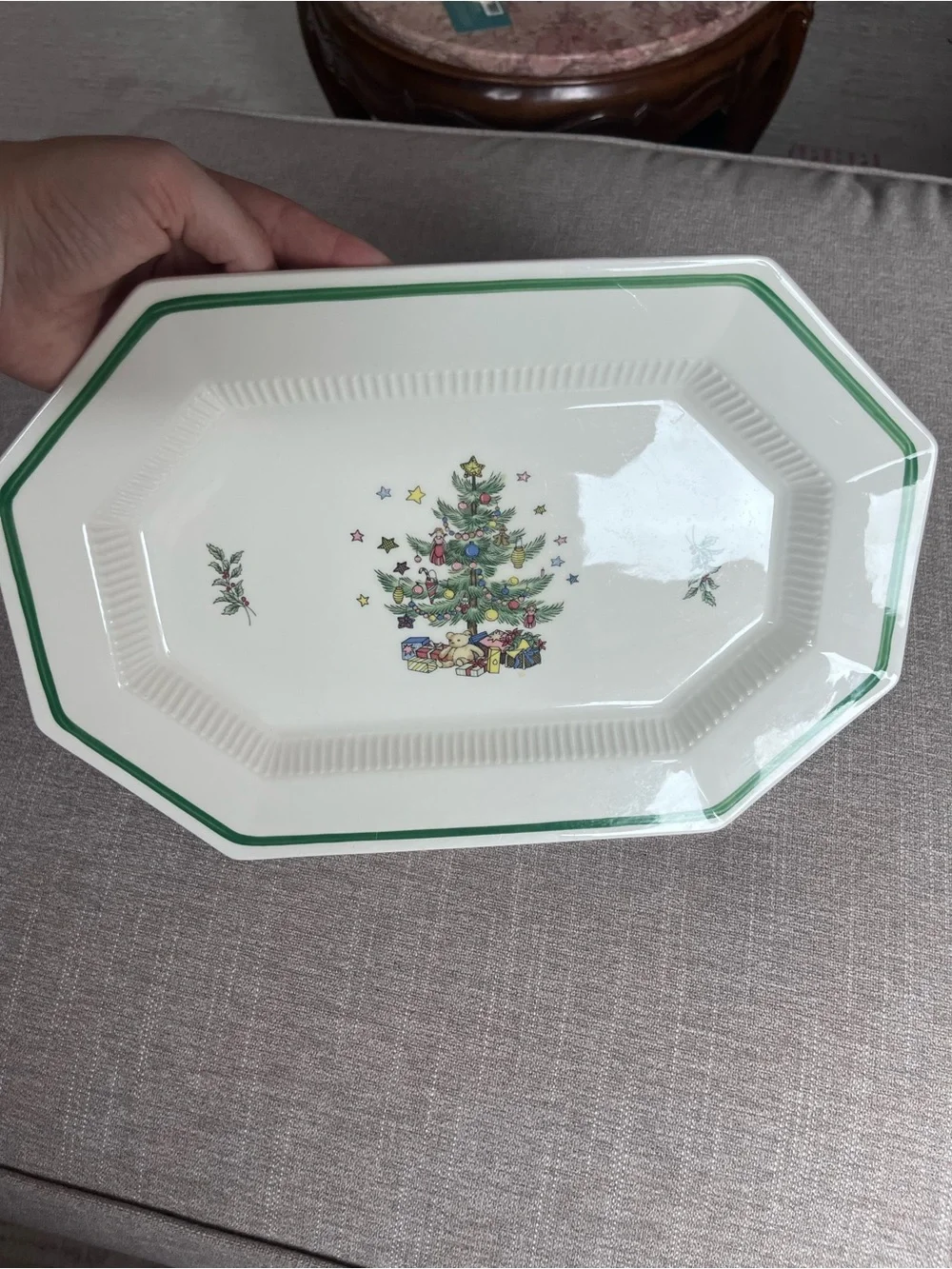 Classic Christmas Tree Octagonal Serving Platter for holidays
